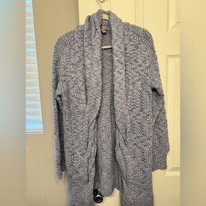 J. Jill Women’s Wool/Alpaca Knit Open Cardigan, Heather Lilac Gray, Medium